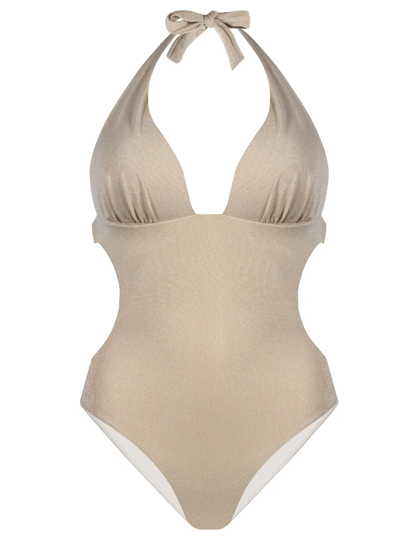 Beżowe błyszczące monokini push-up FL25/641L Lurex