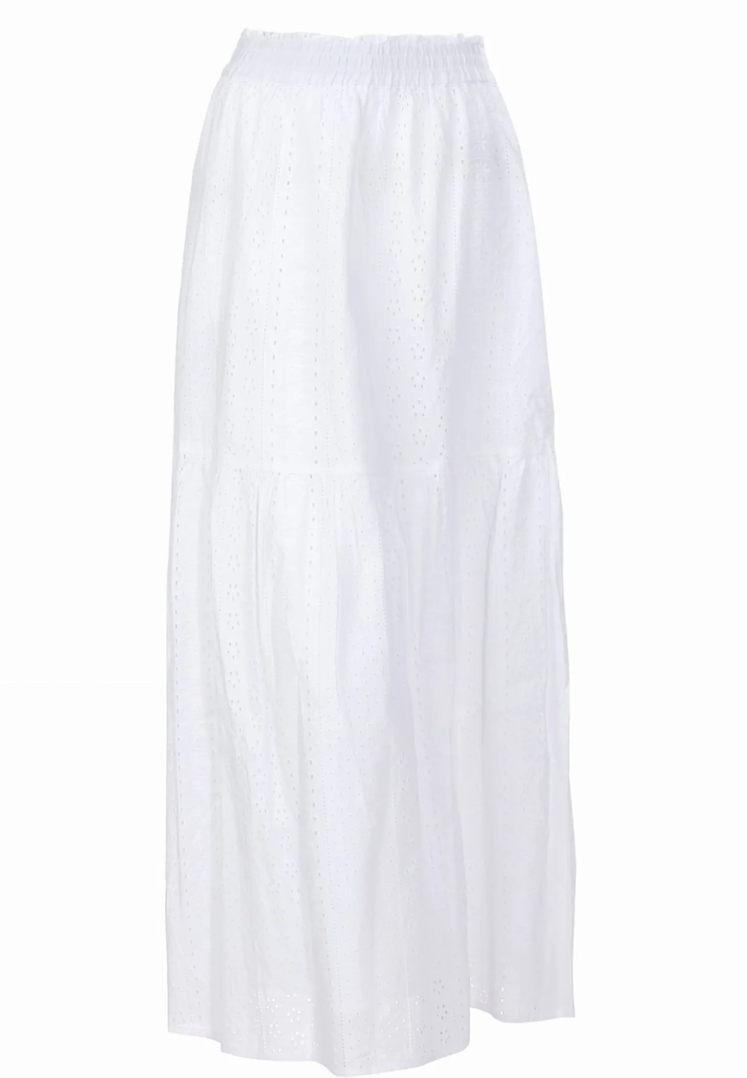 Biała długa spódnica haftowana styl Boho F228/645