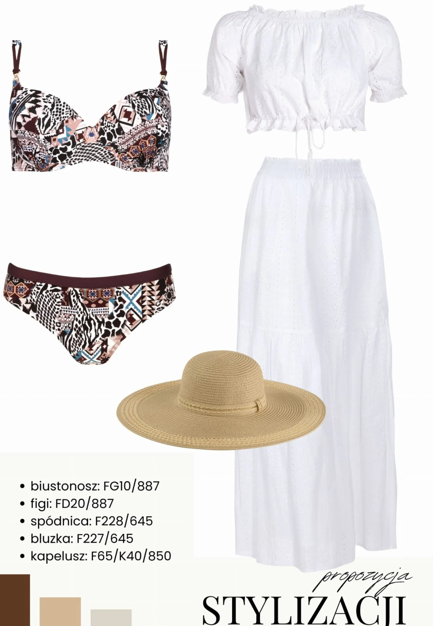 Biała długa spódnica haftowana styl Boho F228/645