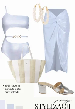 Białe monokini mieniąca tkanina Syrenka FL29/645