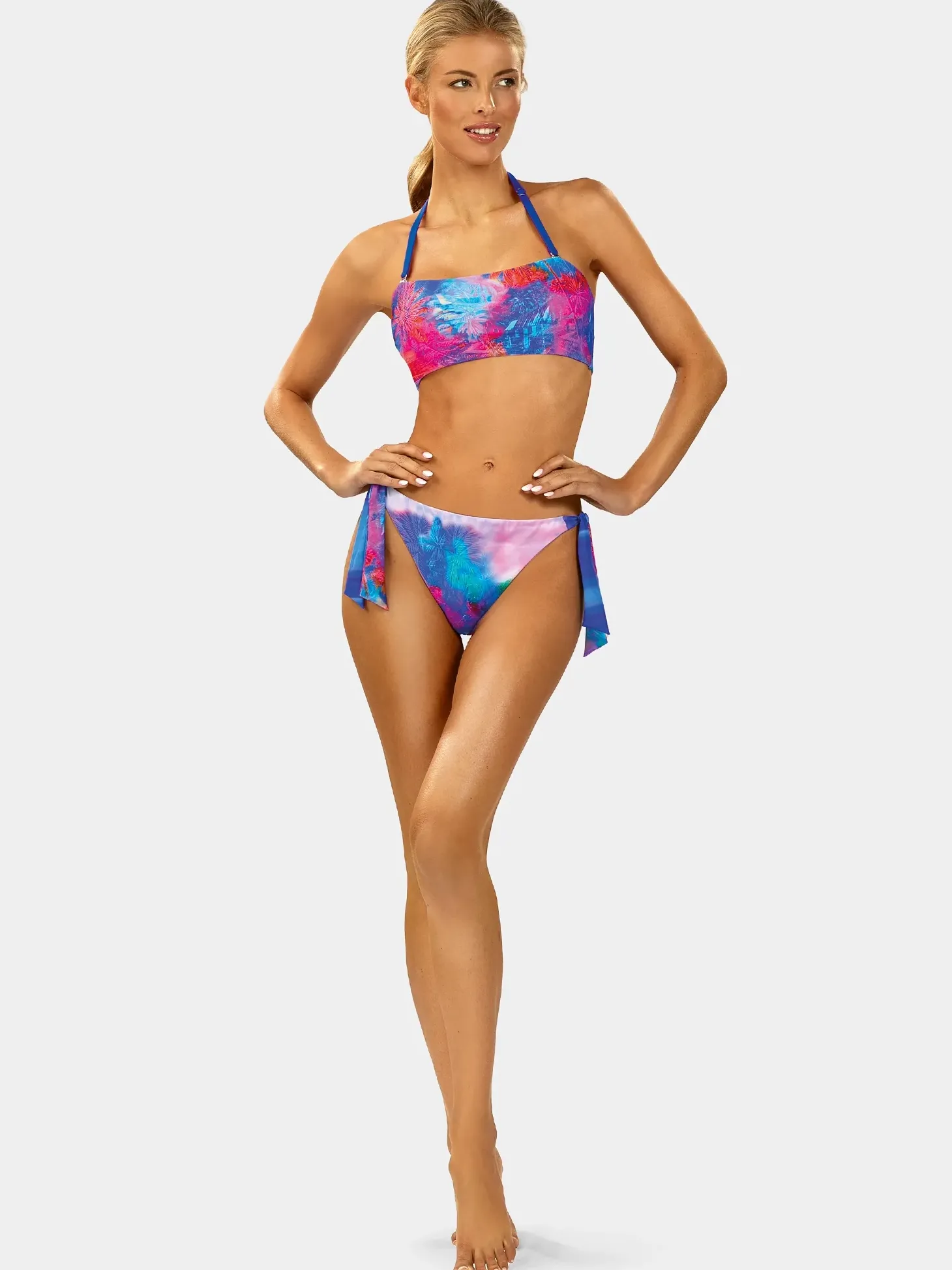 Bikini bandeau z wiązanymi figami FL02/915 surfing