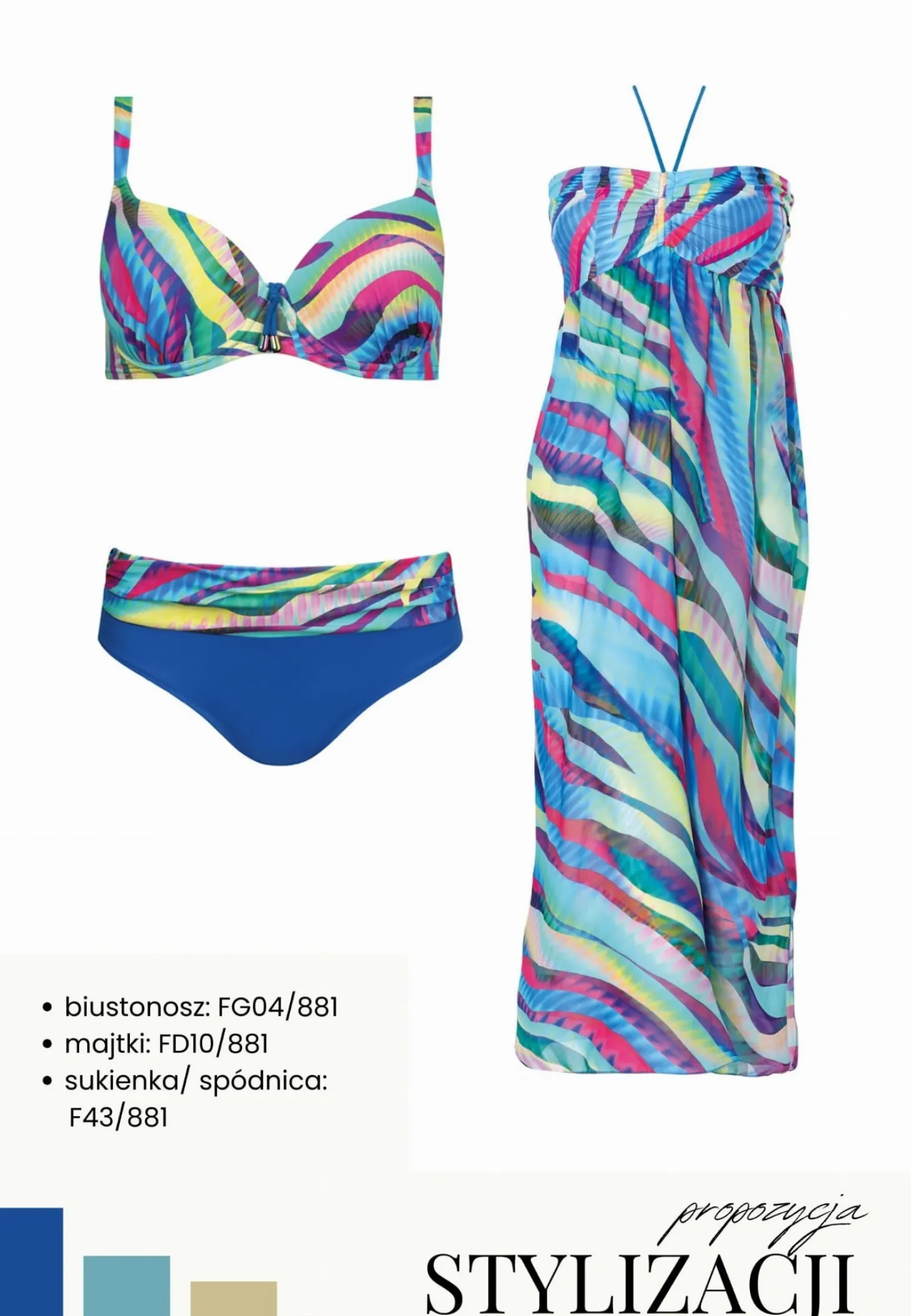 Biustonosz kąpielowy Plus Size print Wave FG04/881