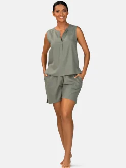 Bluzka damska bez rękawów dekolt V F248/857 khaki