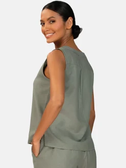 Bluzka damska bez rękawów dekolt V F248/857 khaki
