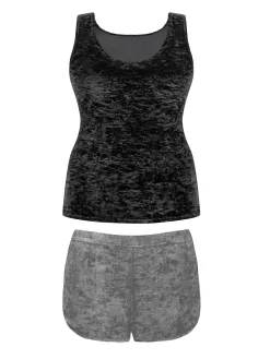 Bluzka damska czarna bokserka velvet FL133A/509