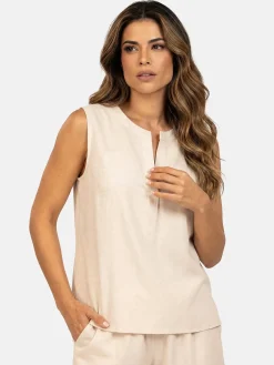 Bluzka damska lniana z dekoltem w serek F248/850