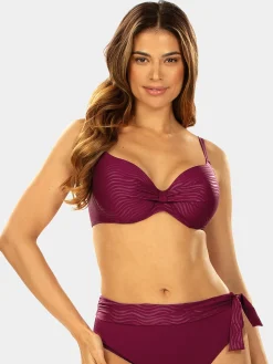 Bordowy biustonosz kąpielowy push-up FG10/910S