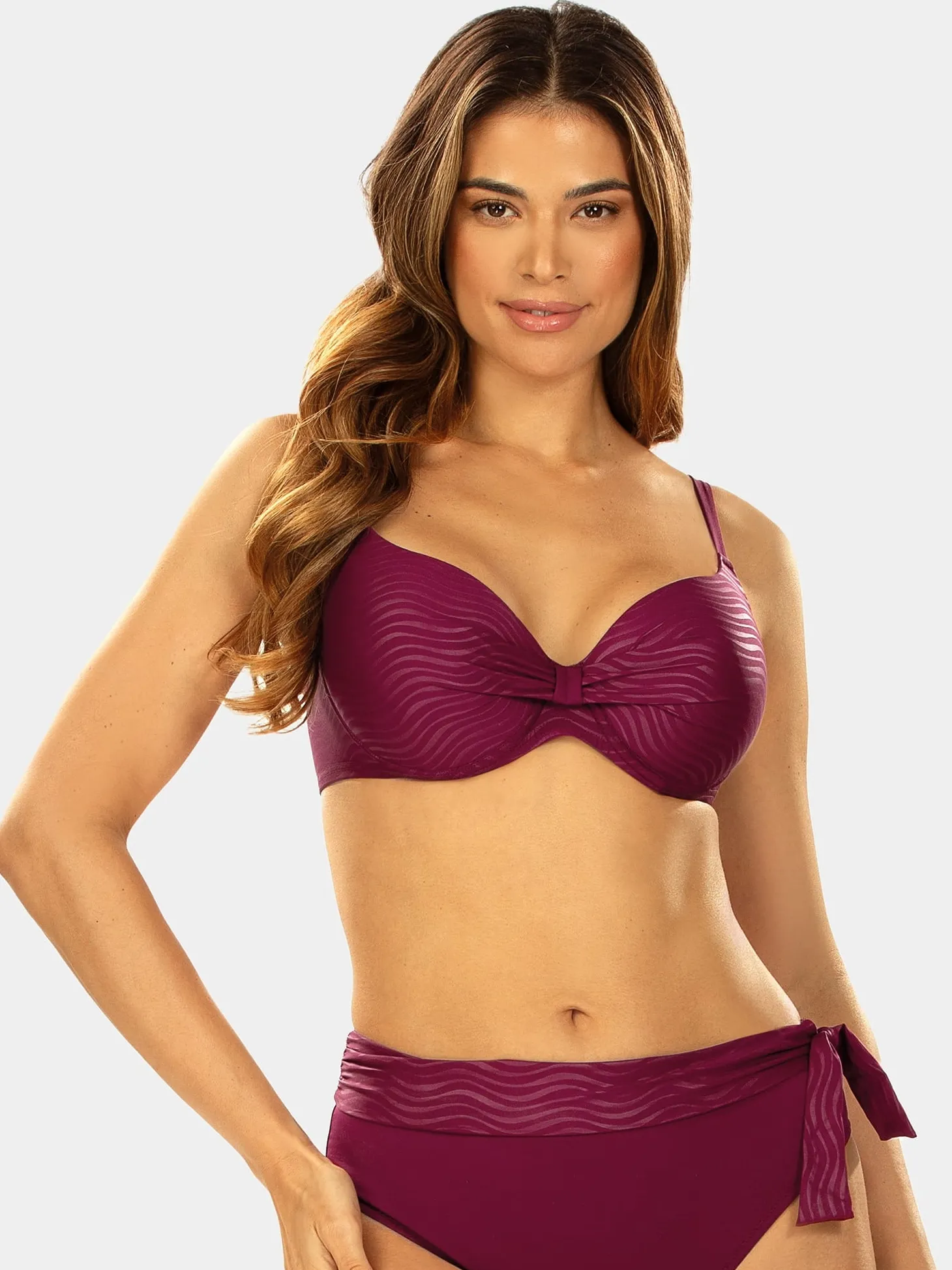 Bordowy biustonosz kąpielowy push-up FG10/910S