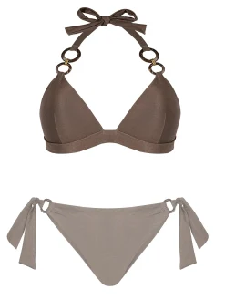 Brązowa wiązana góra od bikini push-up FG17B/926
