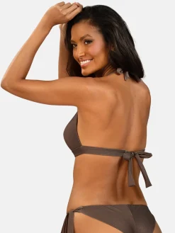 Brązowa wiązana góra od bikini push-up FG17B/926