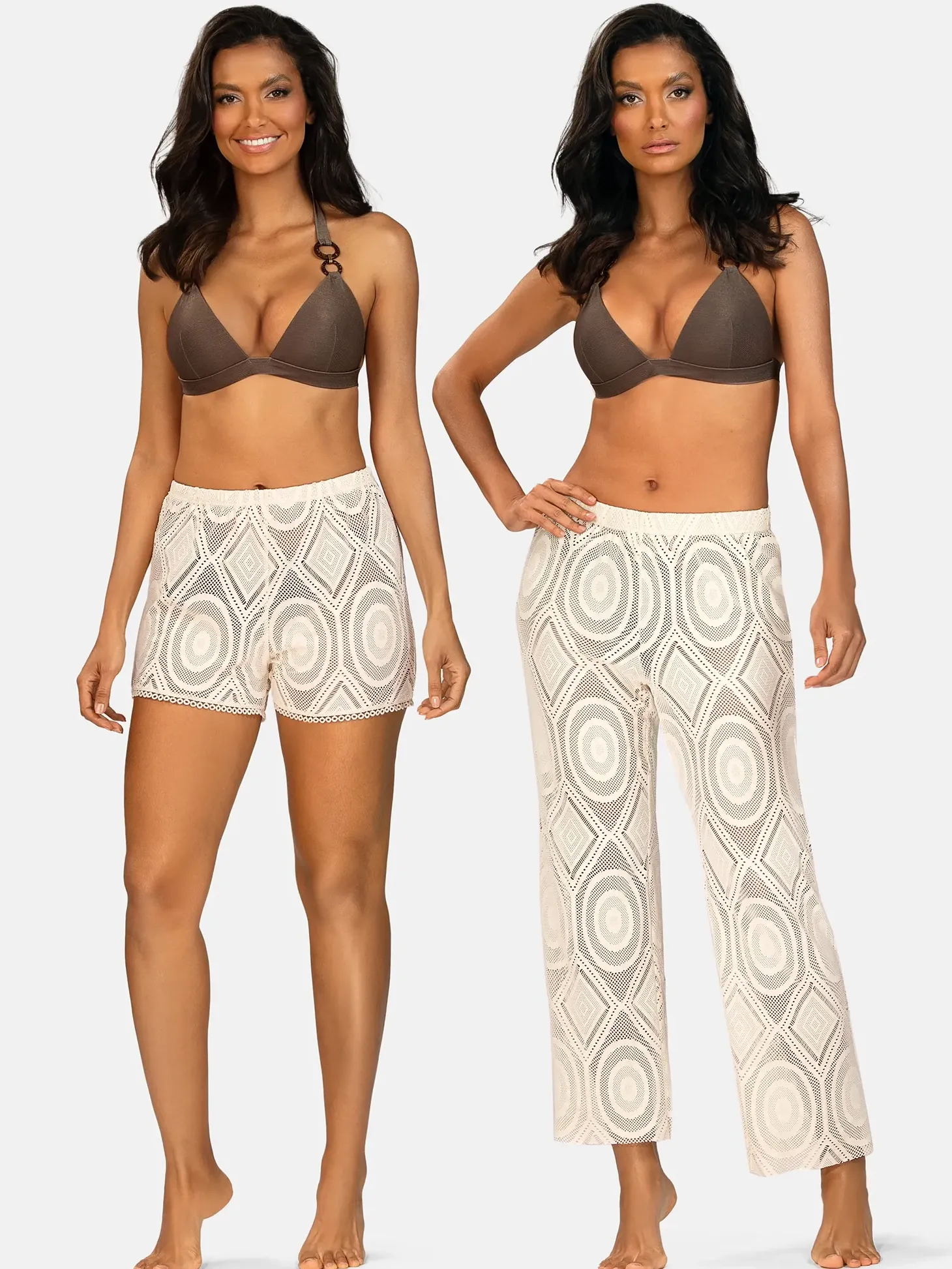 Brązowa wiązana góra od bikini push-up FG17B/926