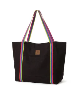 Czarna duża torba plażowa damska F87/BAG60 Rainbow