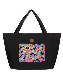 Czarna duża torba plażowa damska F87/BAG42 Flower
