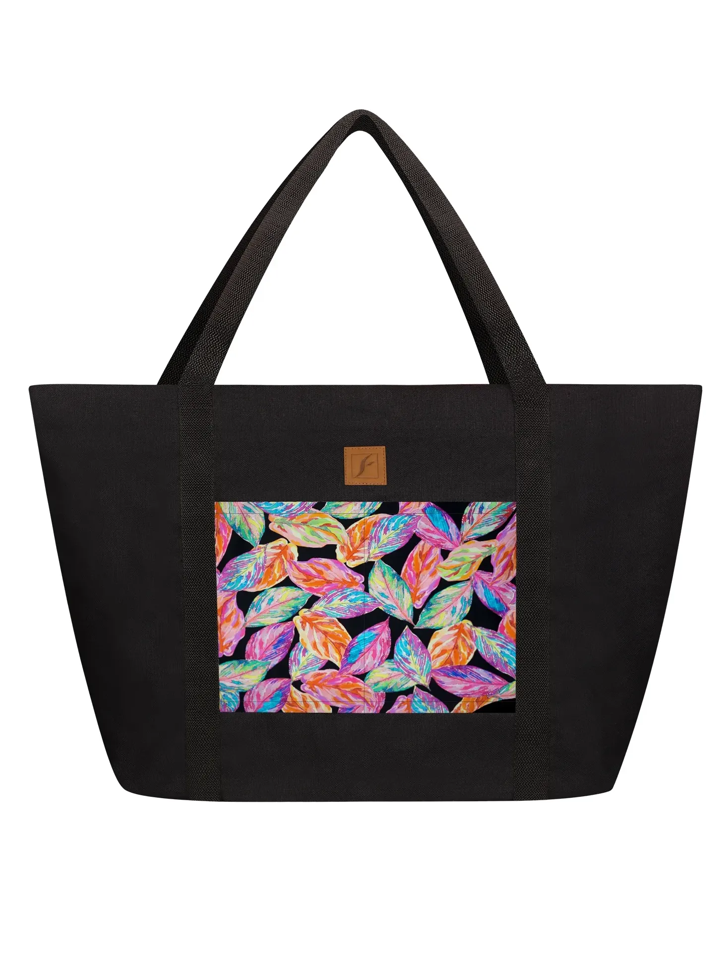 Czarna duża torba plażowa damska F87/BAG42 Flower