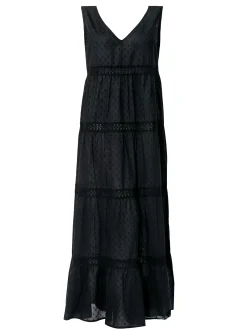 Czarna długa sukienka na lato F195A/509 Styl boho