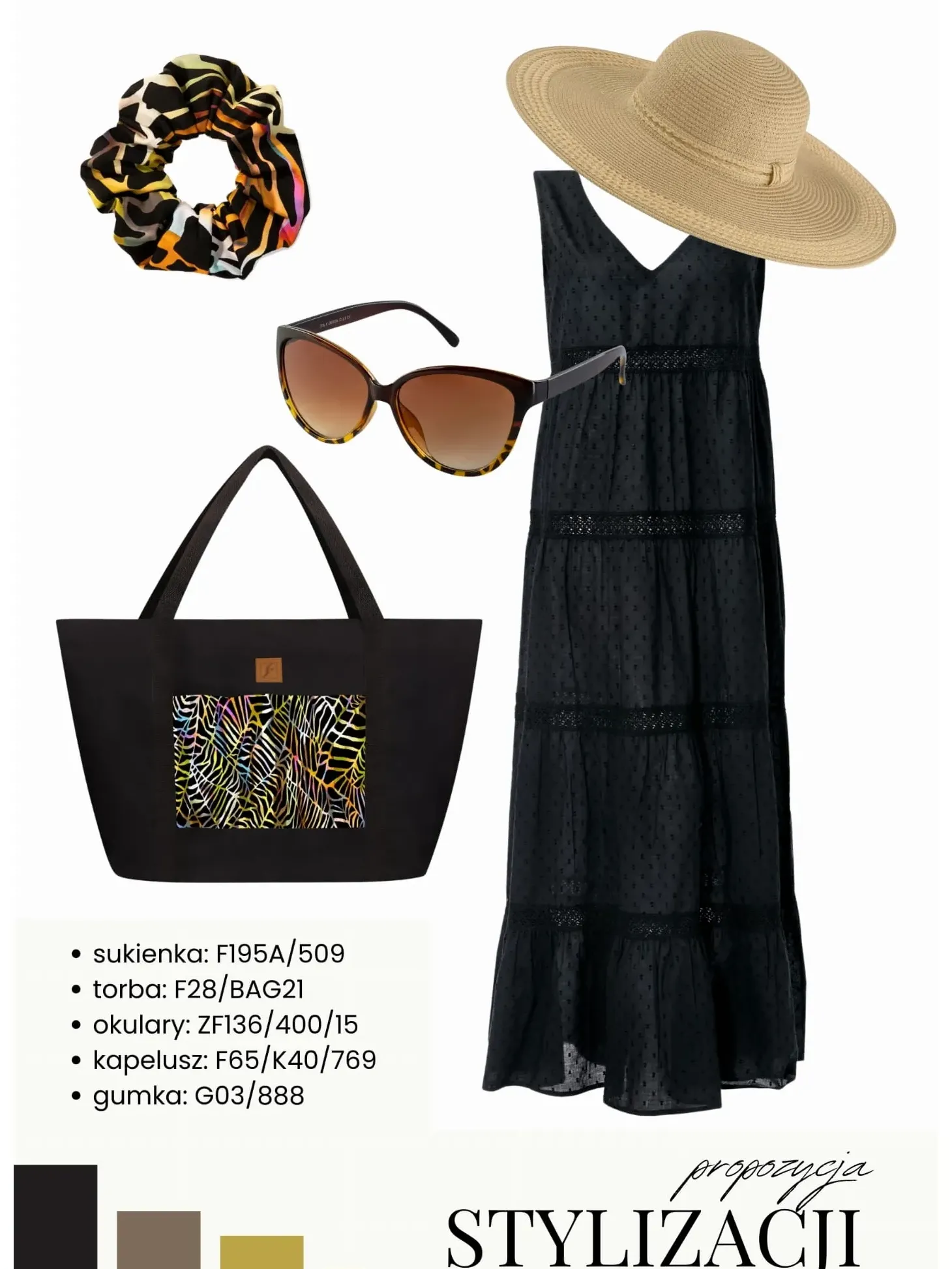 Czarna długa sukienka na lato F195A/509 Styl boho