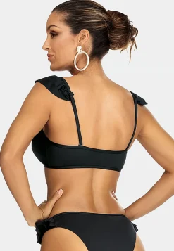 Czarna góra bikini sznurowana z falbanką FG188/509