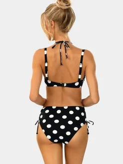 Czarne bikini wysoki stan w grochy FL13/917 set