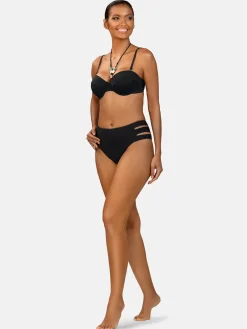 Czarne figi bikini high waist FD202A/509P prążek