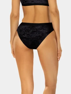 Czarne figi kąpielowe wyższy stan velvet FLD11/509