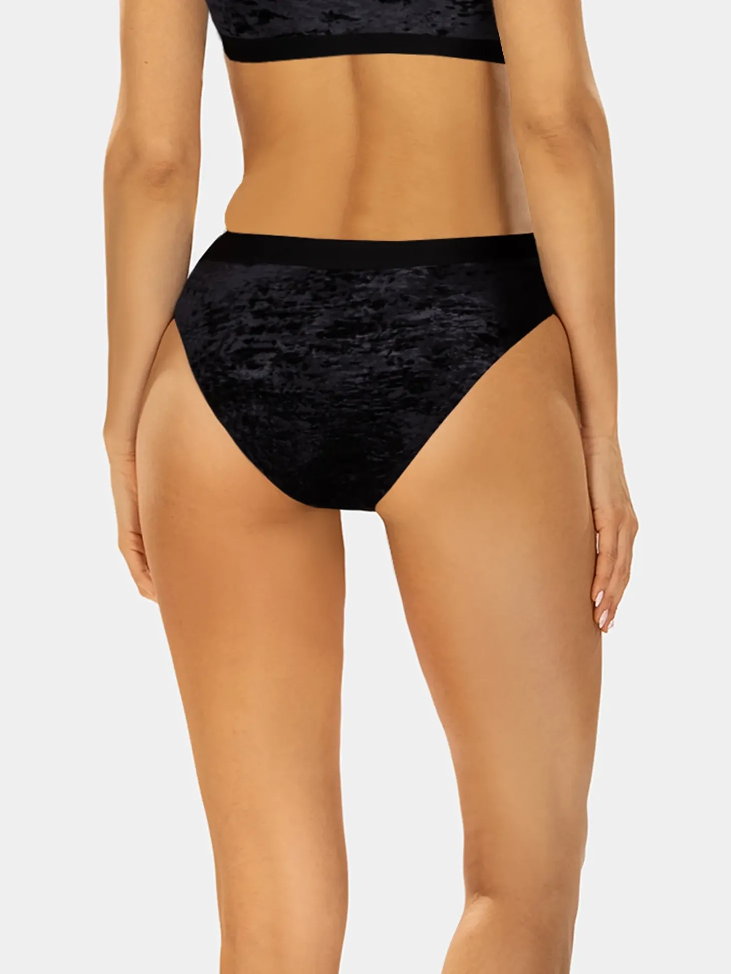 Czarne figi kąpielowe wyższy stan velvet FLD11/509