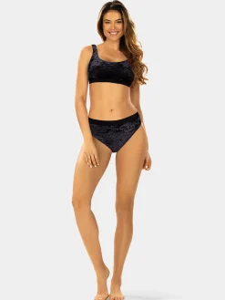 Czarne figi kąpielowe wyższy stan velvet FLD11/509