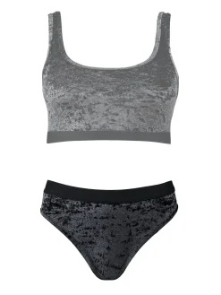 Czarne figi kąpielowe wyższy stan velvet FLD11/509