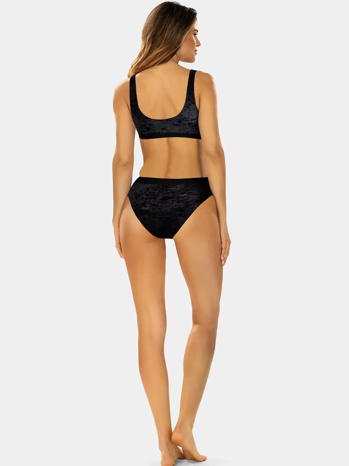 Czarne figi kąpielowe wyższy stan velvet FLD11/509