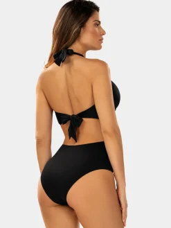 Czarne jednoczęściowe monokini plażowe F233/509
