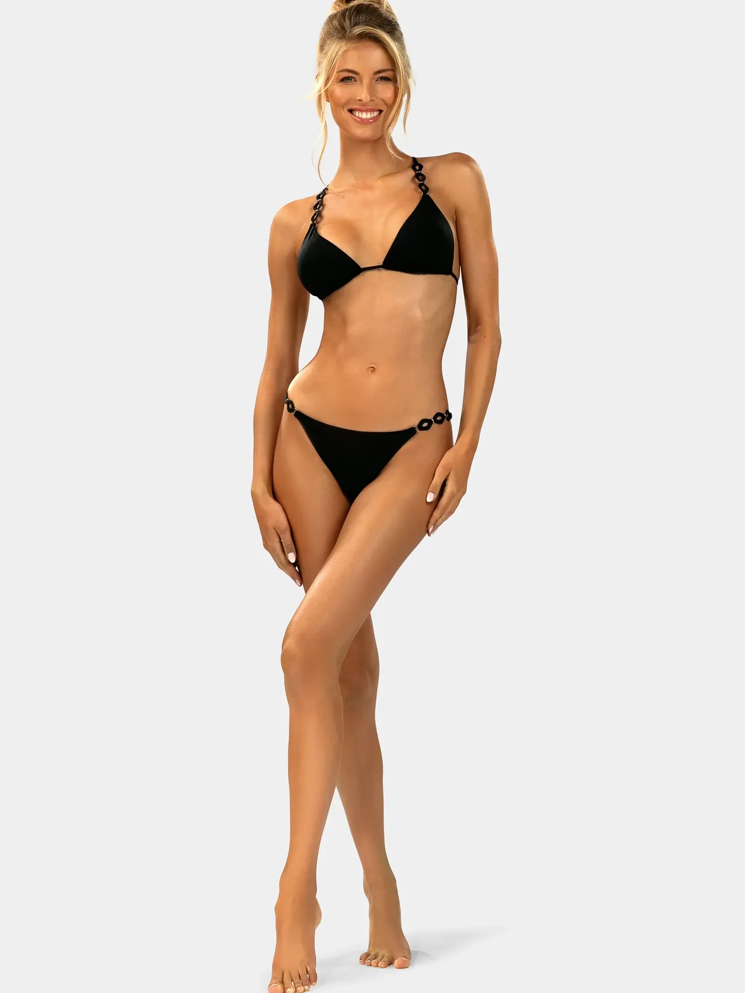 Czarne trójkątne bikini wiązane FL01C/509 komplet