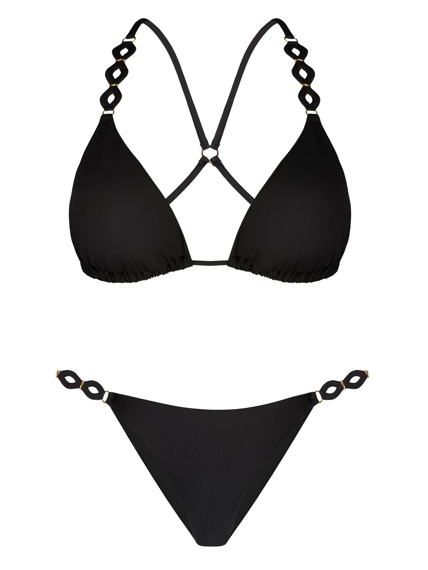 Czarne trójkątne bikini wiązane FL01C/509 komplet