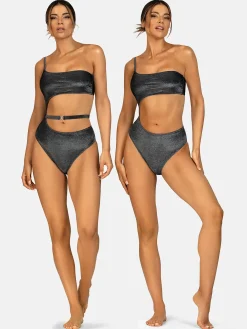Czarny strój typu monokini tkanina Lurex FL29/707L