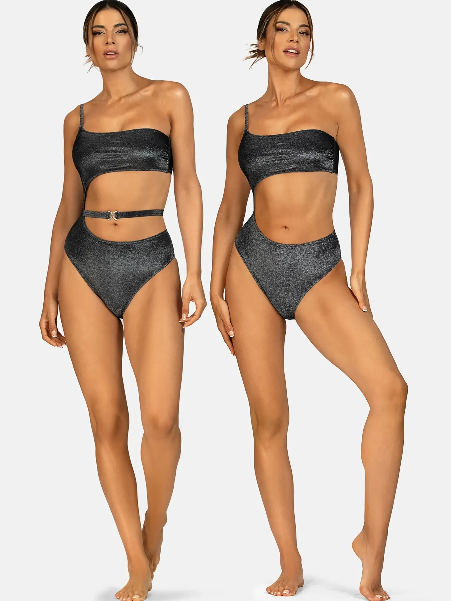 Czarny strój typu monokini tkanina Lurex FL29/707L