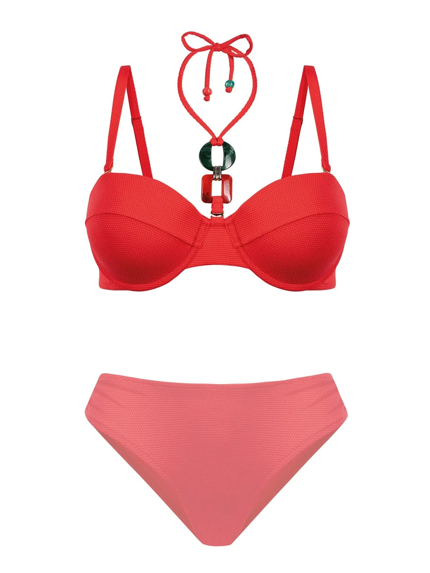 Czerwona Bardotka kąpielowa push-up FG227B/786V