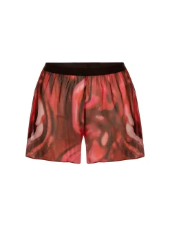 Damskie transparentne szorty plażowe bordo print