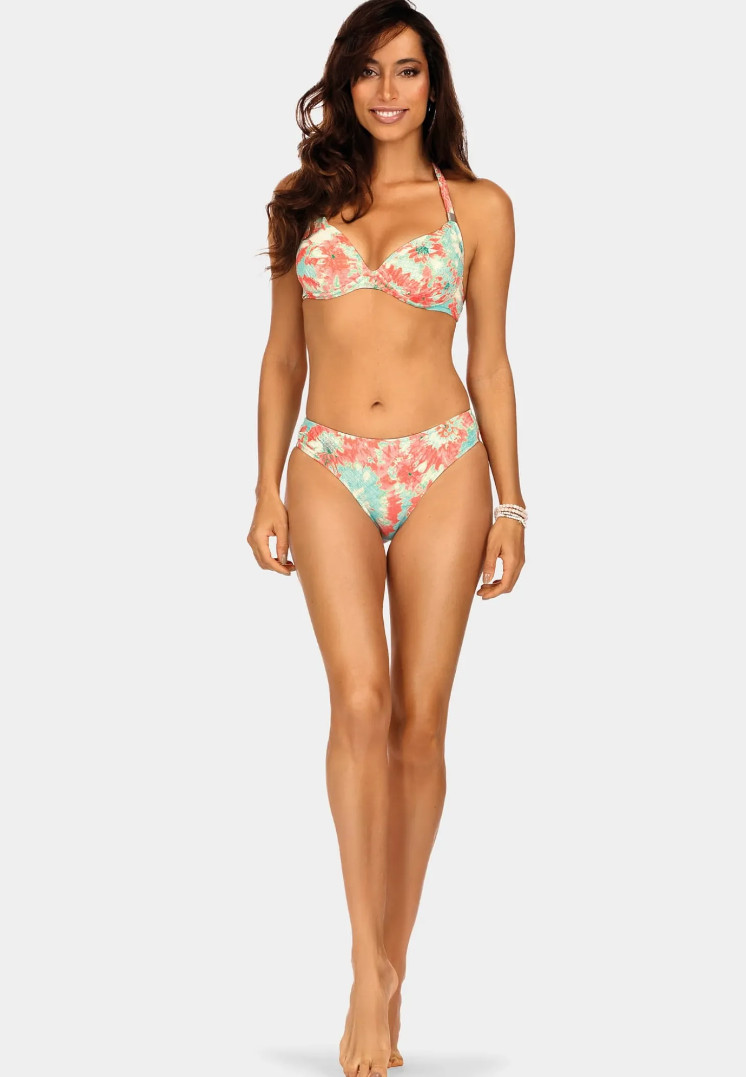 Góra od bikini push-up pastelowa w kwiaty FG11/870