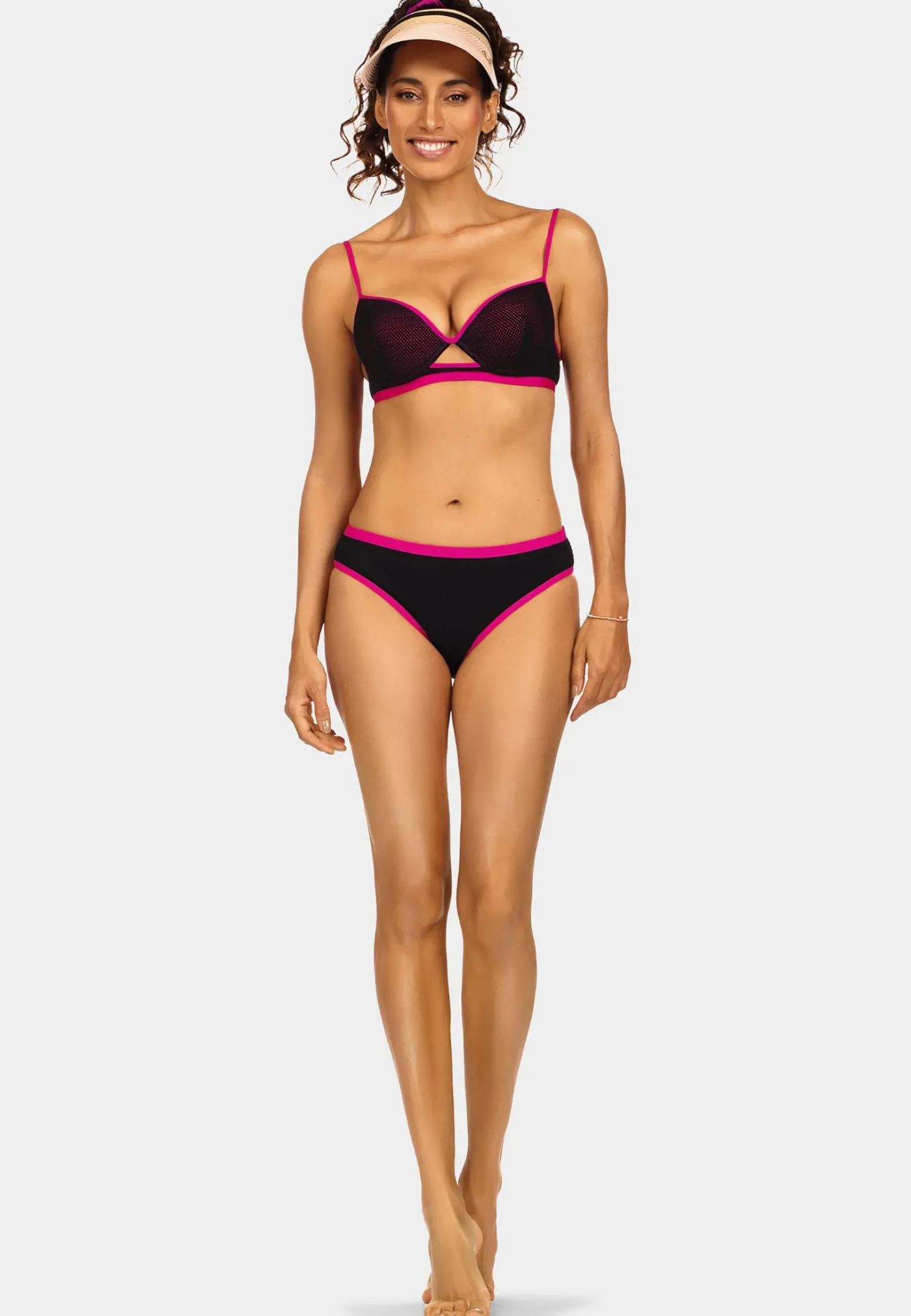 Góra od stroju push-up z lamówkami pink FG21L/509E