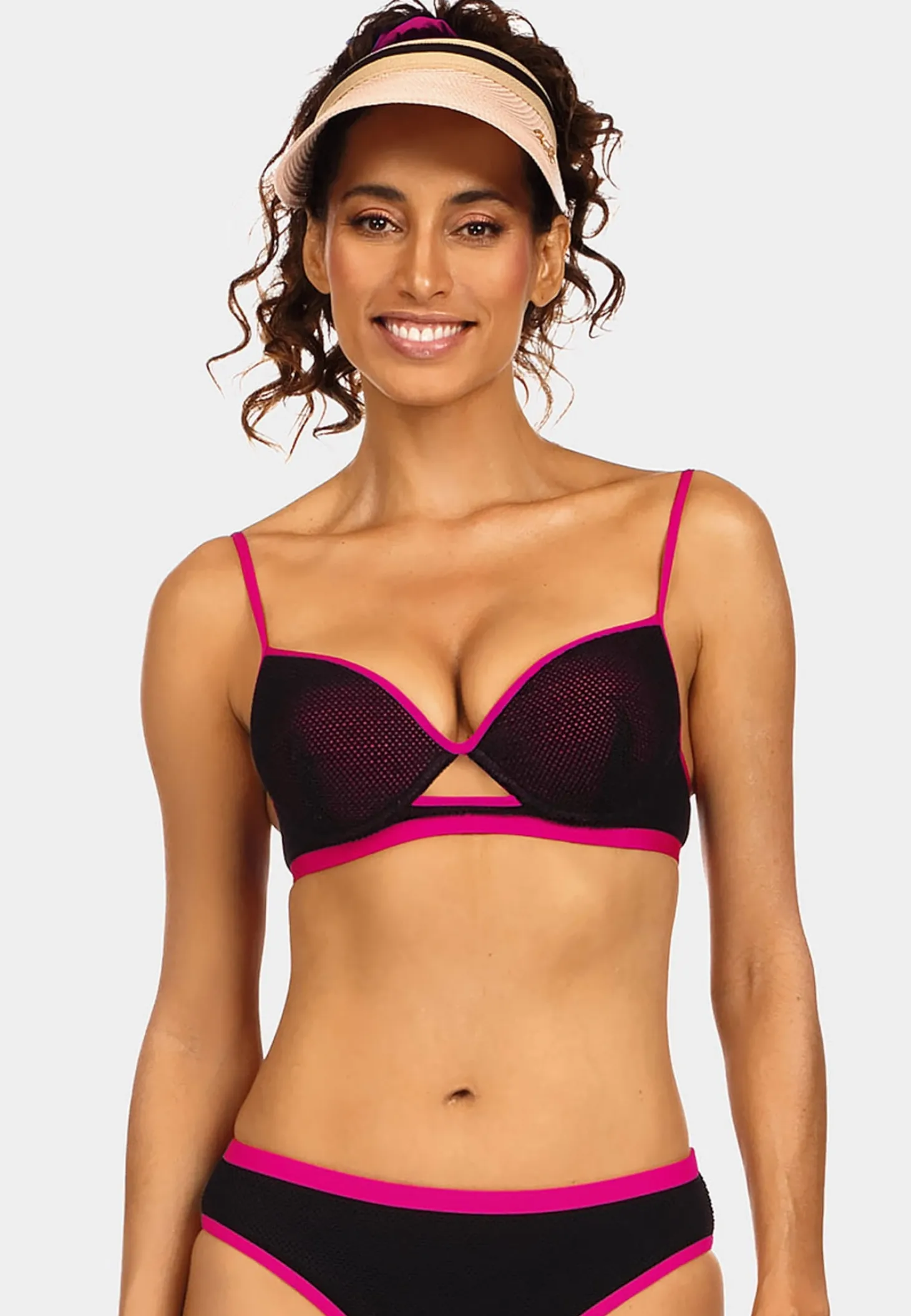 Góra od stroju push-up z lamówkami pink FG21L/509E