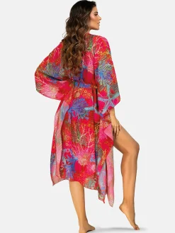 Kolorowe kimono plażowe długa narzutka F219/921