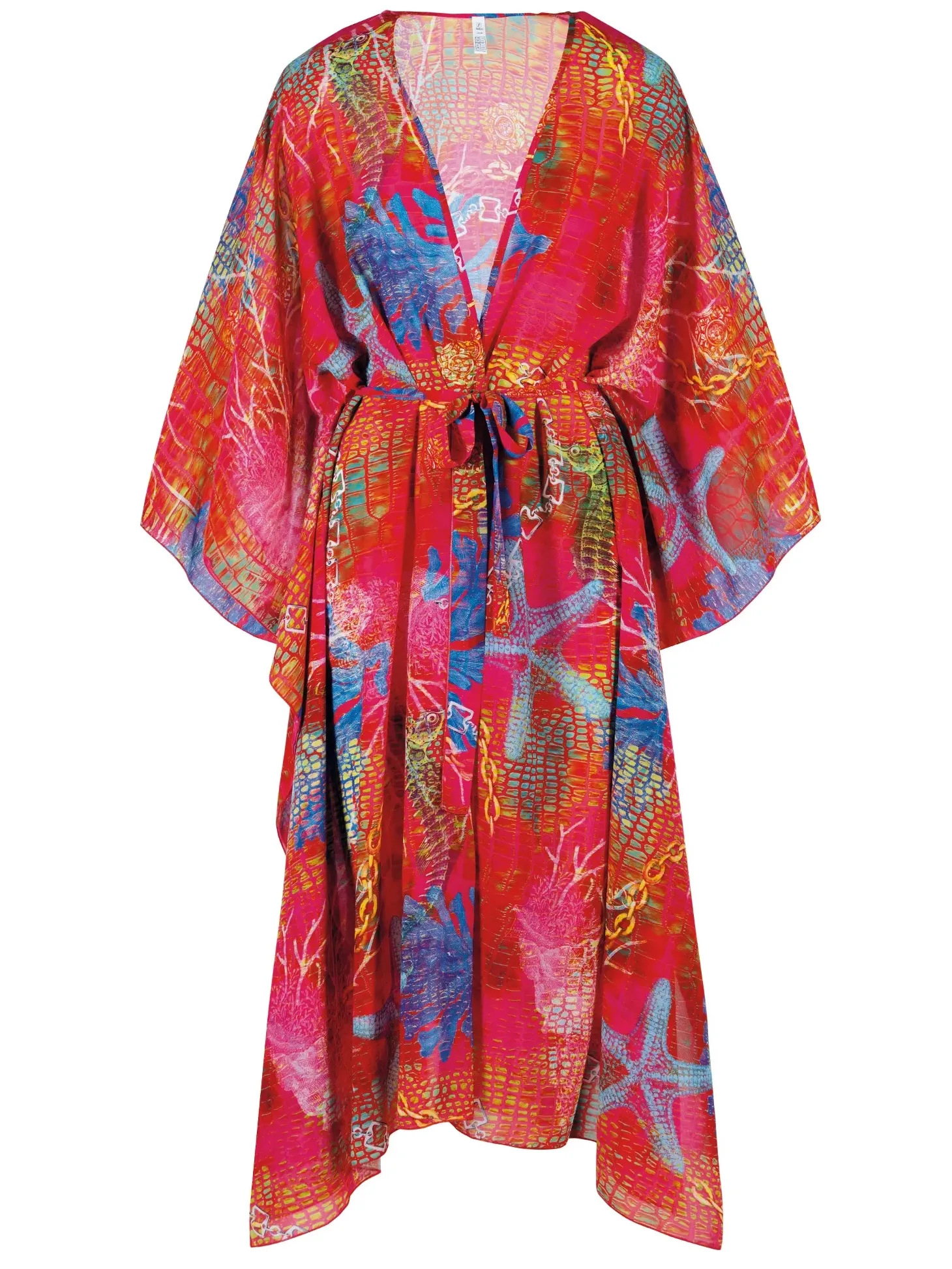 Kolorowe kimono plażowe długa narzutka F219/921