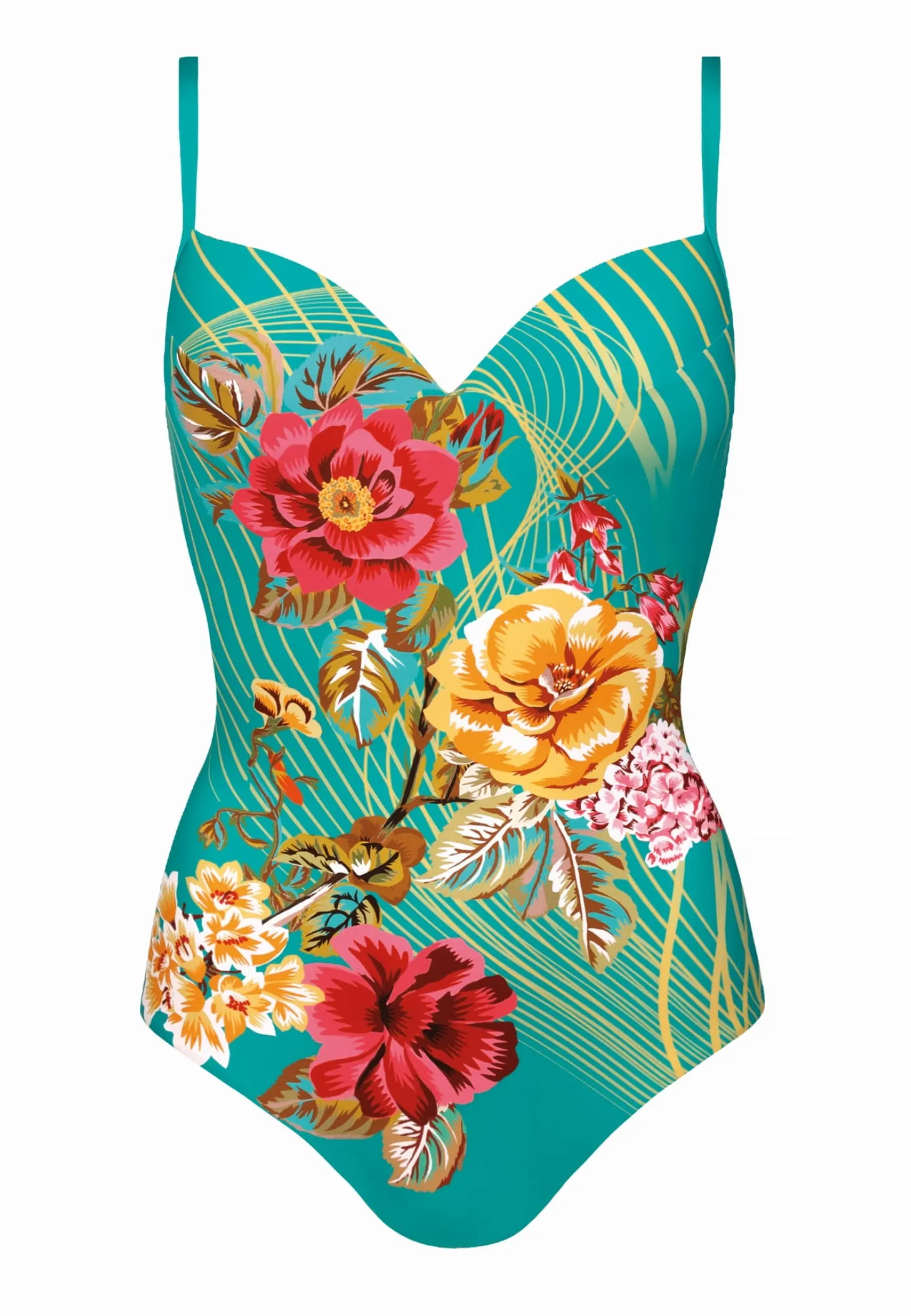 Kostium jednoczęściowy push-up w kwiaty F28C/882