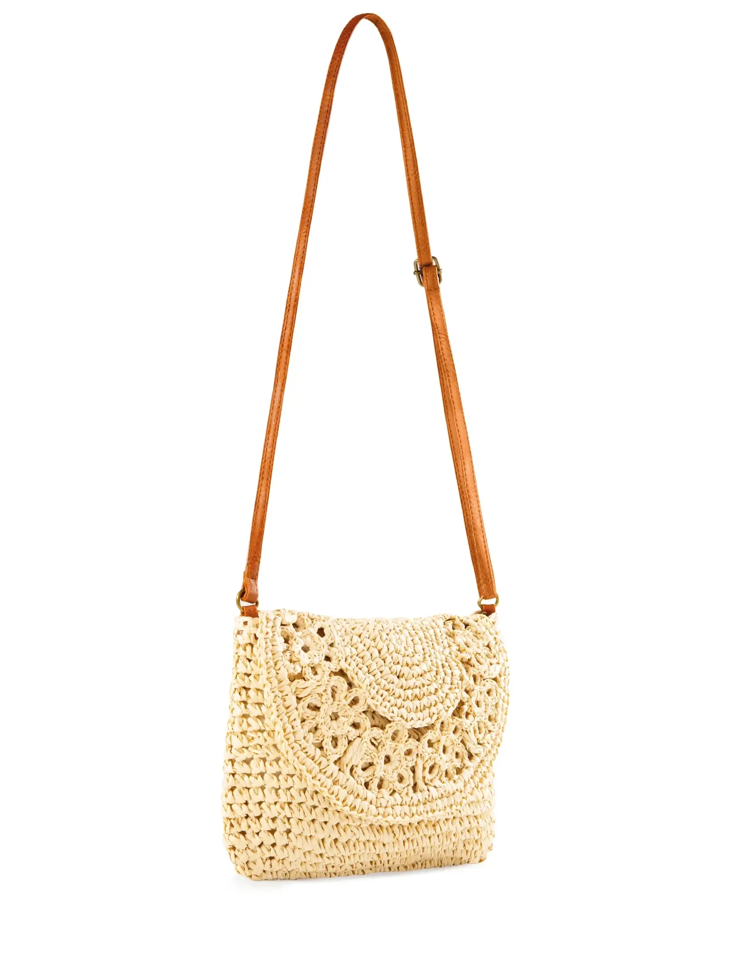 Mała pleciona torebka boho F87/BAG49 jasny beż