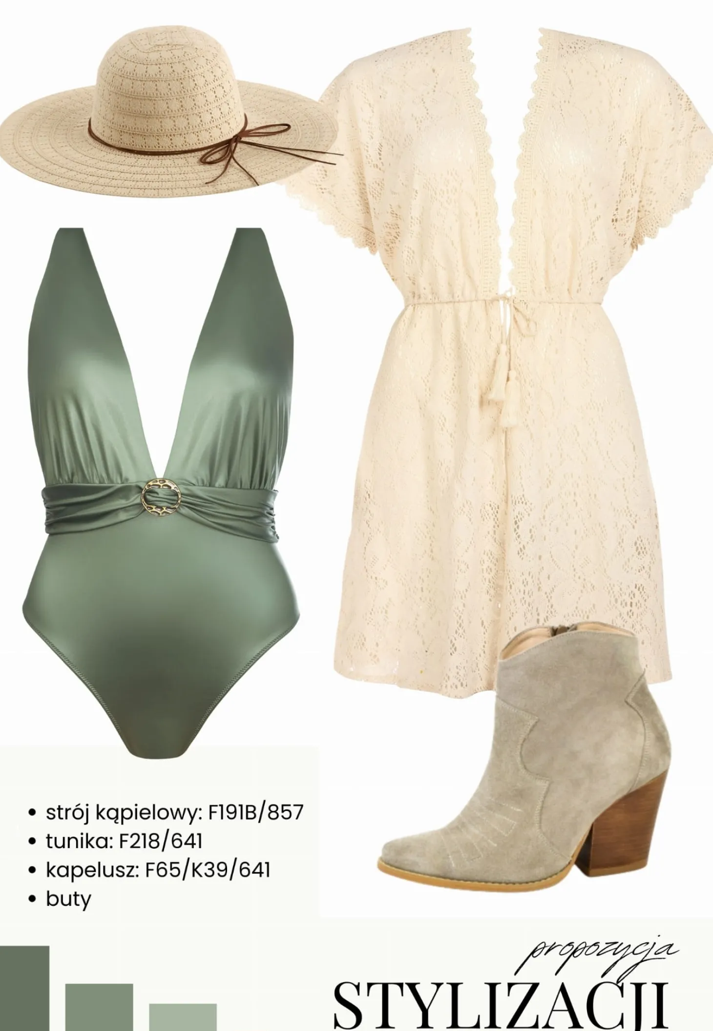 Monokini strój kąpielowy w kolorze Khaki F191B/857