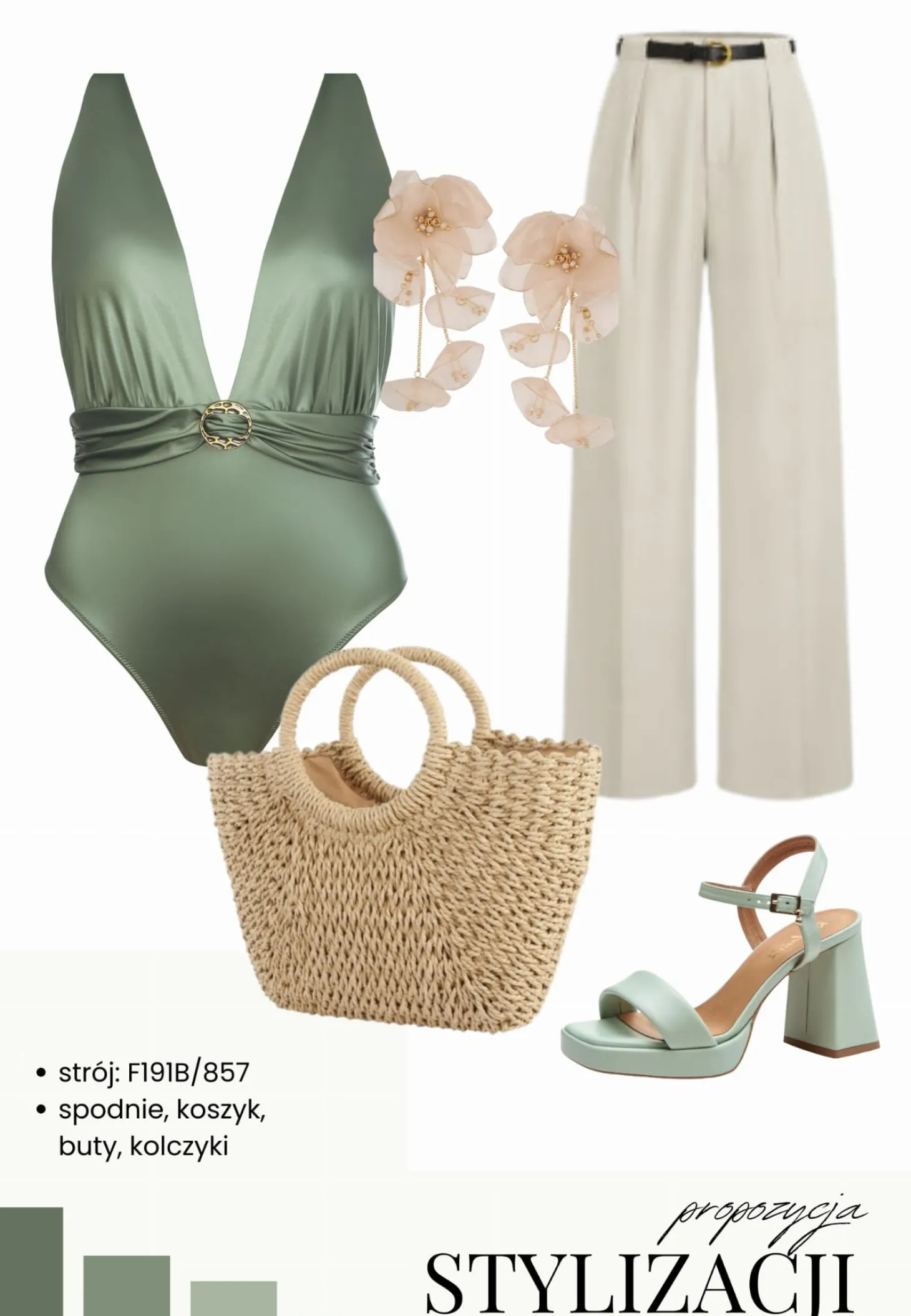 Monokini strój kąpielowy w kolorze Khaki F191B/857