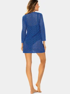 Narzutka plażowa wiązana | Sukienka F235/604H blue