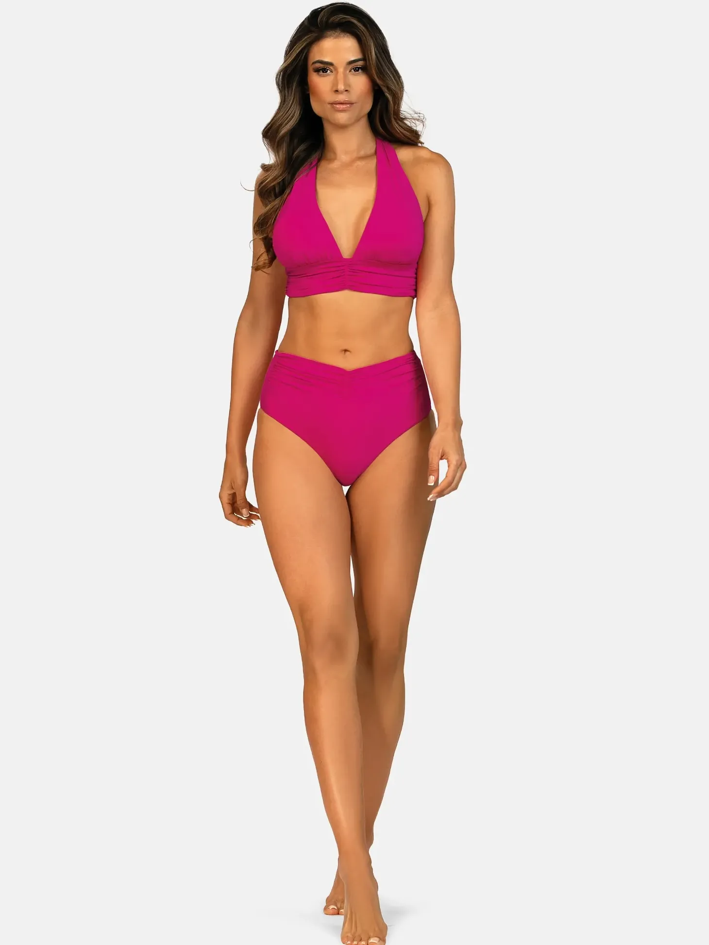 Różowa góra bikini bez fiszbin - wiązana FG240/919