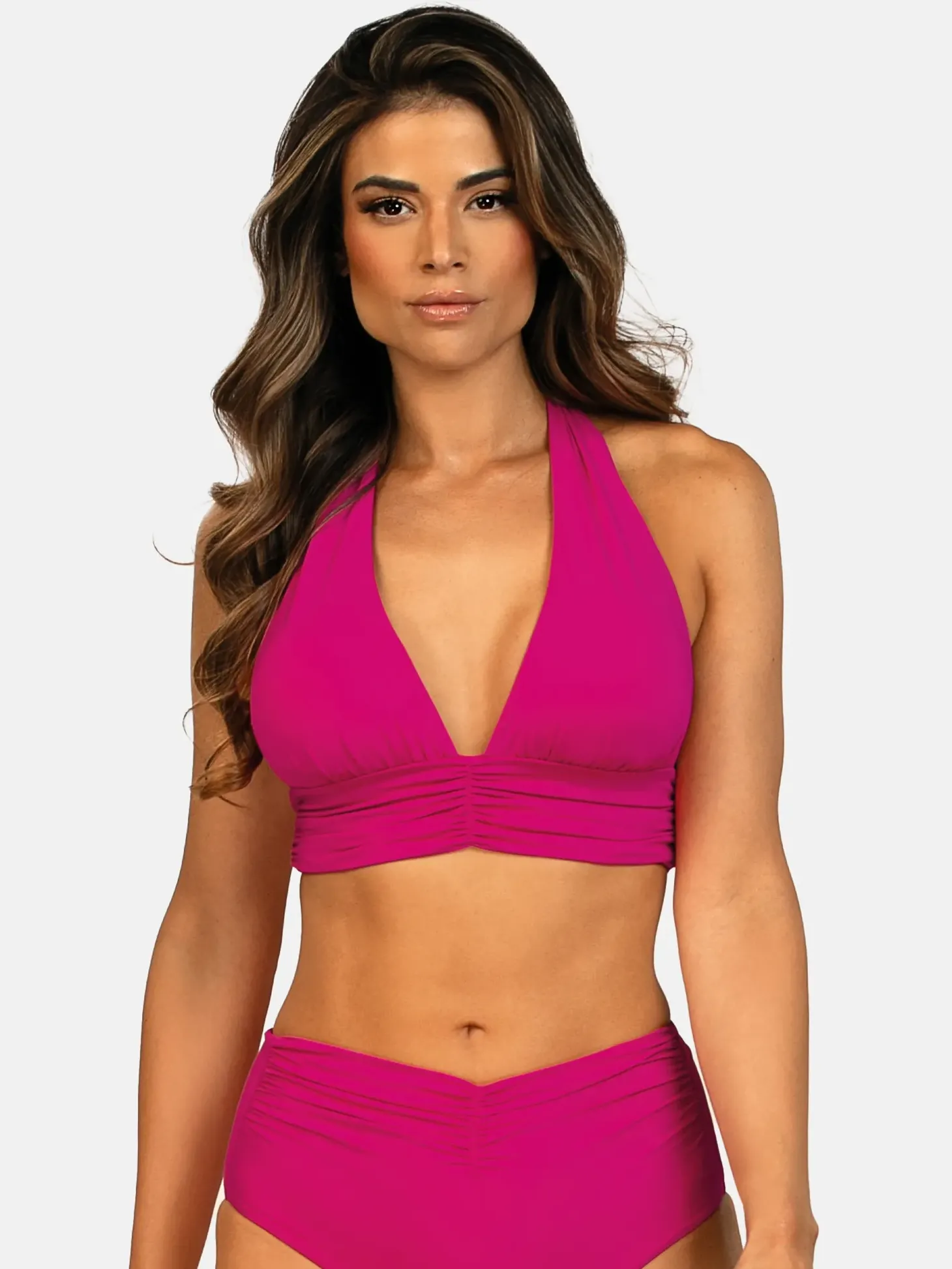 Różowa góra bikini bez fiszbin - wiązana FG240/919