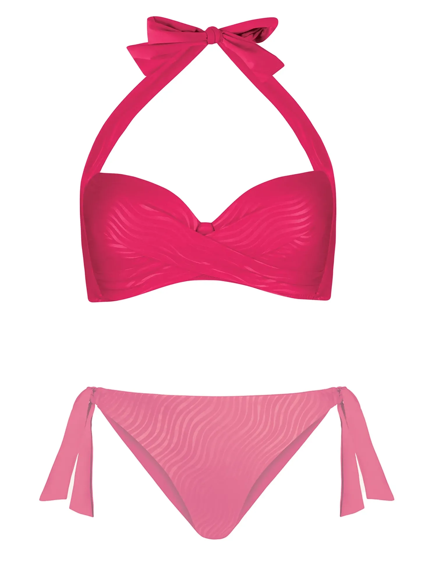 Różowa wiązana góra od bikini push-up FG20A/650S