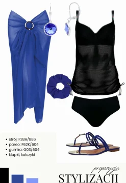 Tankini kąpielowe - ażurowa bluzka F38A/886 Set