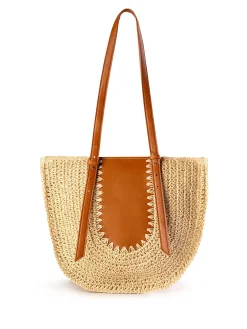 Torba pleciona na ramię - beżowa F87/BAG30